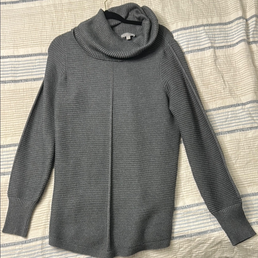 Revolution Gray Cowl Turtleneck Sweater with Ribbed Collar